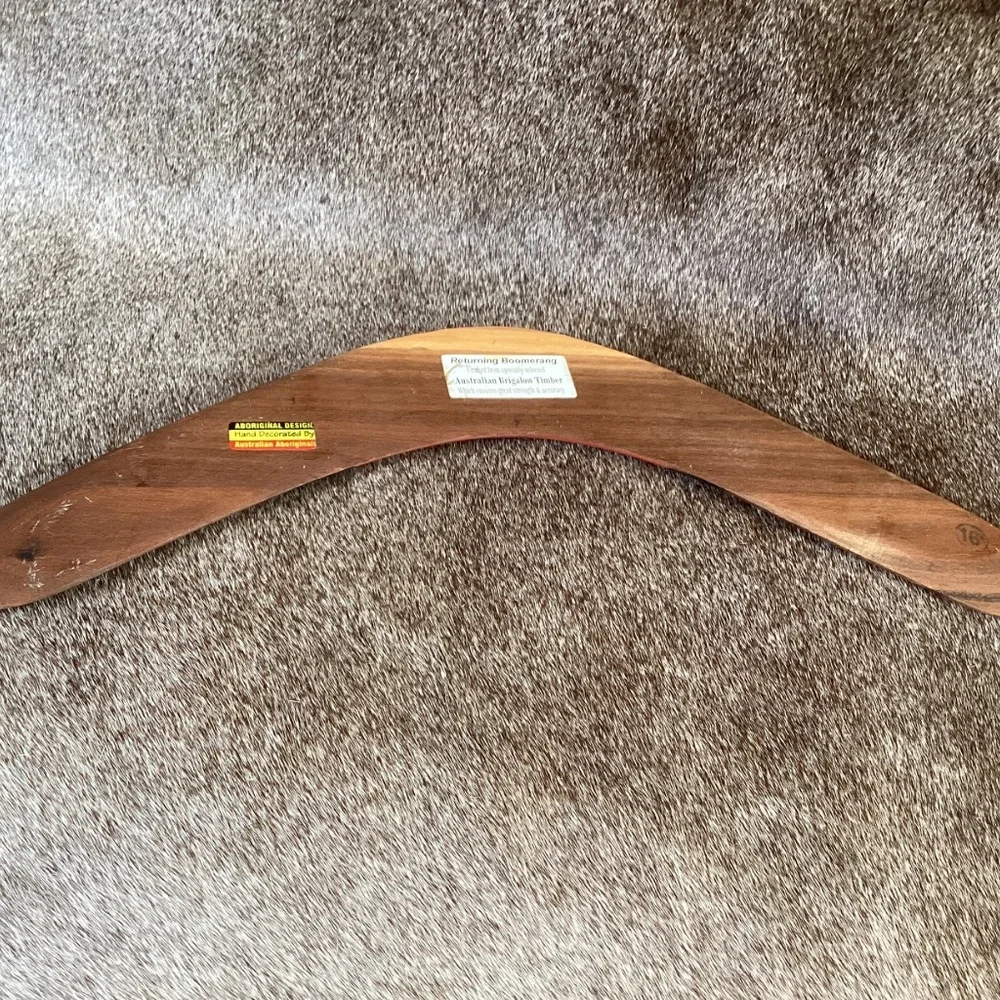 Hand Painted Returning Boomerang Crafted From Australian Brigalow Timber
